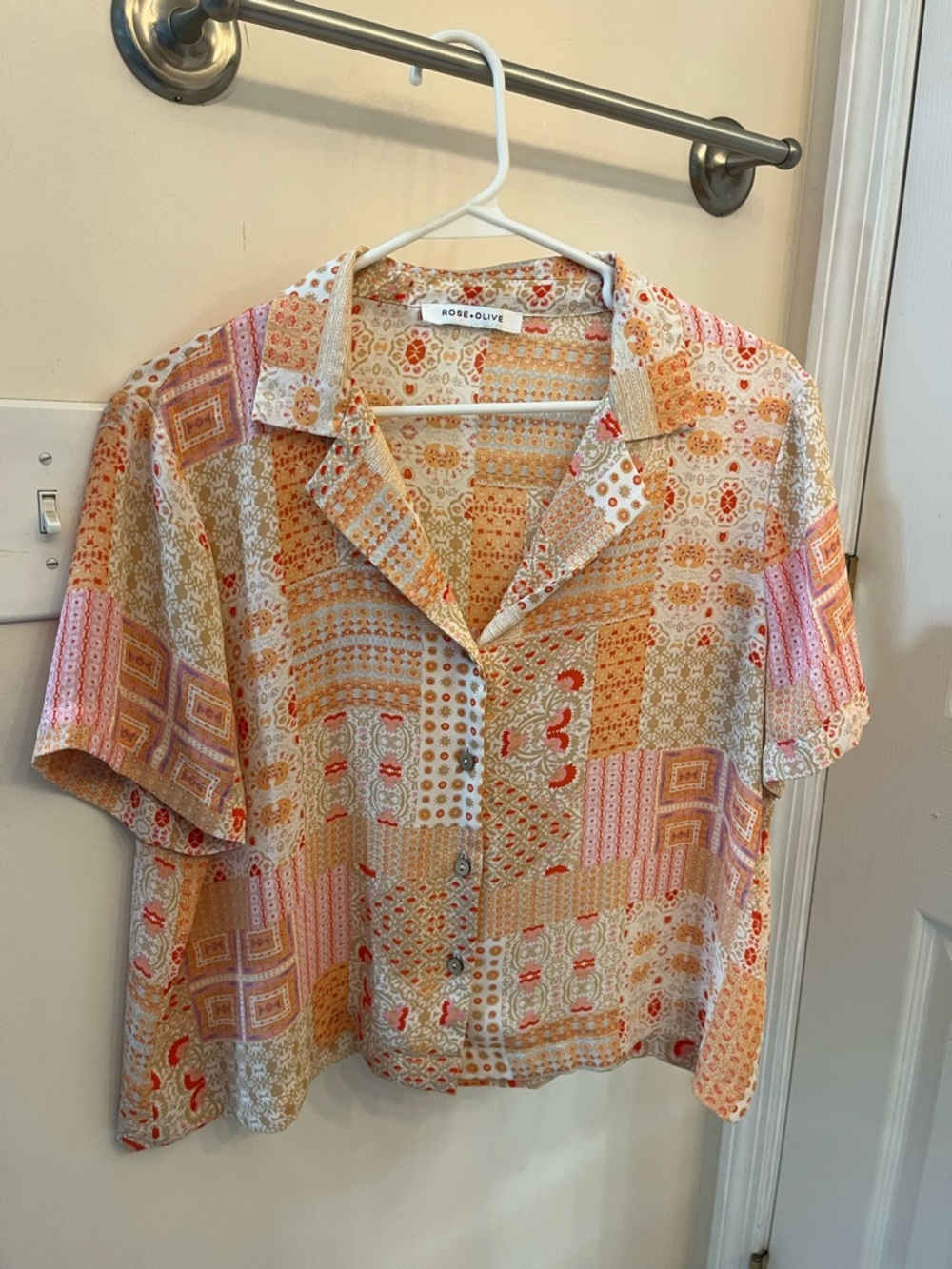 Rose + Olive patchwork tee size medium NWOT